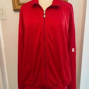 MEN’S EUC VINTAGE XL CHAMPION NFL PRO LINE RED MESH ZIP UP JACKET.